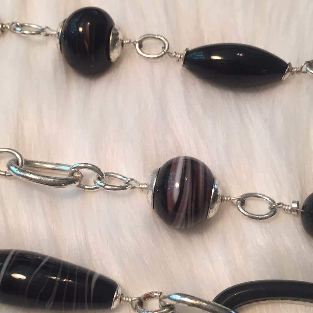 Two Matching Silver/Black Stone Necklaces - Picture 6 of 6